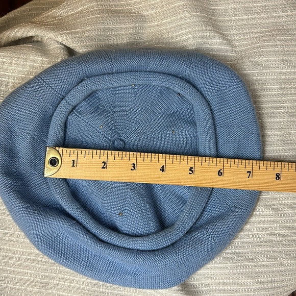 Vintage, baby blue color, cotton, stretchy, beads on top hat, Cir.: 17 in. - Picture 9 of 9